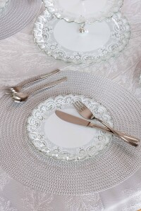 Glore Marche Platin Yaldızlı 6 Kişilik 26 Parça Pasta Takımı - 3