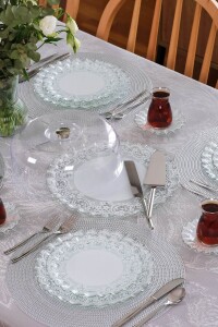 Glore Marche Platin Yaldızlı 6 Kişilik 34 Parça Pasta Servis Takımı - 3