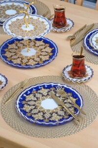 Glore Marsel Altın Yaldızlı 6 Kişilik 28 Parça Pasta Çay Servis Takımı - 2