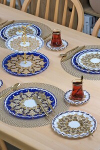 Glore Marsel Altın Yaldızlı 6 Kişilik 28 Parça Pasta Çay Servis Takımı - 7