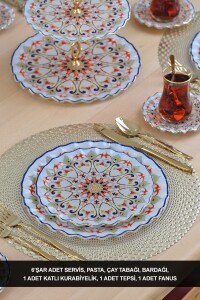 Glore Orient Altın Yaldızlı 6 Kişilik 28 Parça Pasta Çay Servis Takımı - 1