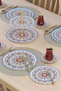 Glore Orient Altın Yaldızlı 6 Kişilik 28 Parça Pasta Çay Servis Takımı - Glore (1)