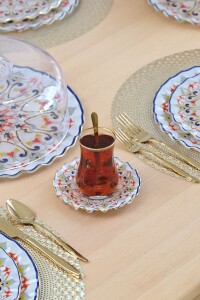 Glore Orient Altın Yaldızlı 6 Kişilik 28 Parça Pasta Çay Servis Takımı - 4