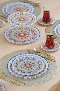 Glore Orient Altın Yaldızlı 6 Kişilik 28 Parça Pasta Çay Servis Takımı - 7