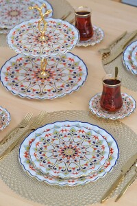 Glore Orient Altın Yaldızlı 6 Kişilik 28 Parça Pasta Çay Servis Takımı - 8