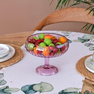 Glore Orta Boy Cam Mor Ayaklı Salata Kasesi - Glore