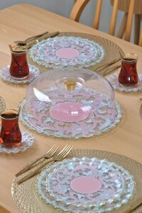 Glore Padona Şeffaf Altın Yaldızlı 6 Kişilik 28 Parça Pasta Çay Servis Takımı - 5