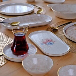 Glore Peta Altın Yaldızlı 41 Parça 6 Kişilik Seramik Kahvaltı Takımı - Glore (1)