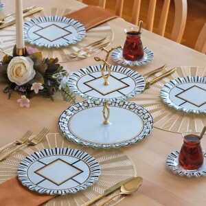 Glore Prestige 6 Kişilik 25 Parça Cam Pasta Çay İkram Takımı - Glore
