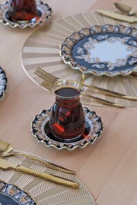 Glore Ragusa Altın Yaldızlı 6 Kişilik 25 Parça Pasta Çay İkram Takımı - 9