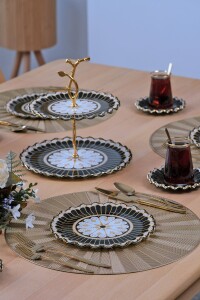 Glore Renoir Altın Yaldızlı 6 Kişilik 26 Parça Pasta Takımı - 2