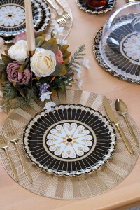 Glore Renoir Altın Yaldızlı 6 Kişilik Cam Servis Tabağı Takımı - Glore (1)