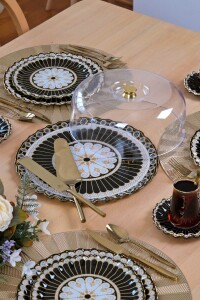 Glore Renoir Altın Yaldızlı Cam Kek Fanusu - Glore (1)