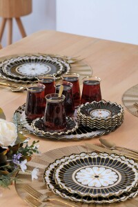 Glore Renoir Altın Yaldızlı Cam Tepsi - Glore (1)