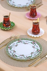Glore Roses Altın Yaldızlı 6 Kişilik 19 Parça Çay Servis Takımı - 3