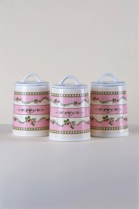 Glore Roses Seramik 3'lü Kavanoz - Baharatlık Takımı - Glore (1)