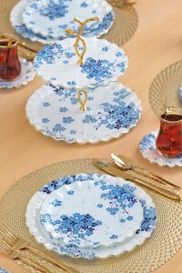 Glore Safir Altın Yaldızlı 6 Kişilik 28 Parça Pasta Çay Servis Takımı - 3