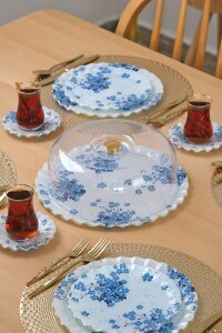Glore Safir Altın Yaldızlı 6 Kişilik 28 Parça Pasta Çay Servis Takımı - 7