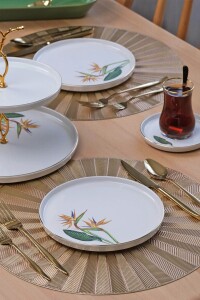 Glore Strelitzia Altın Yaldızlı 27 Parça 6 Kişilik Seramik Çay Zamanı takımı - Glore (1)