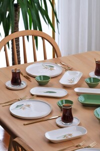 Glore Strelitzia Altın Yaldızlı 32 Parça 6 Kişilik Seramik Kahvaltı Takımı - 4