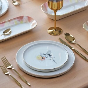 Glore Sunset Altın Yaldızlı 31 Parça 6 Kişilik Seramik Yemek Takımı - Glore