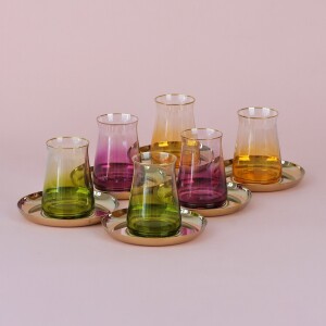 Glore Tarabya Asorti Altın Yaldızlı Çay Takımı - Glore