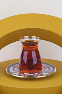 Glore Tavus Altın Yaldızlı 12 Parça 6 Kişilik Cam Çay Takımı - 3