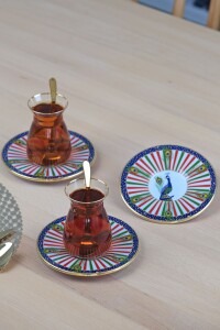 Glore Tavus Altın Yaldızlı 12 Parça 6 Kişilik Cam Çay Takımı - 5