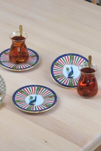 Glore Tavus Altın Yaldızlı 12 Parça 6 Kişilik Cam Çay Takımı - 7