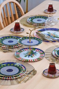 Glore Tavus Altın Yaldızlı 6 Kişilik 27 Parça Pasta Çay Servis İkram Takımı - 4