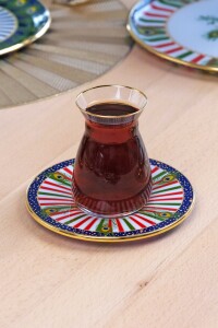 Glore Tavus Altın Yaldızlı 6 Kişilik 27 Parça Pasta Çay Servis İkram Takımı - 7