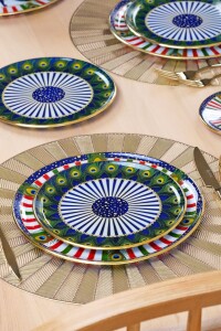 Glore Tavus Altın Yaldızlı 6 Kişilik 27 Parça Pasta Çay Servis İkram Takımı - 8