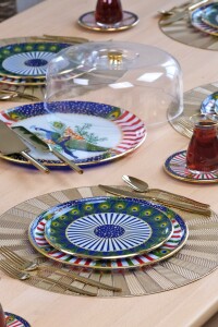 Glore Tavus Altın Yaldızlı 6 Kişilik 27 Parça Pasta Çay Servis İkram Takımı - 10