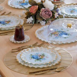 Glore Tiete Altın Yaldızlı 6 Kişilik 34 Parça Pasta Servis Takımı - Glore