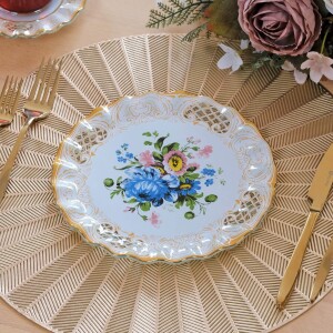 Glore Tiete Altın Yaldızlı 6 Kişilik Cam Pasta Tabağı Takımı - Glore