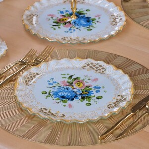 Glore Tiete Altın Yaldızlı 6 Kişilik Cam Servis Tabağı Takımı - Glore