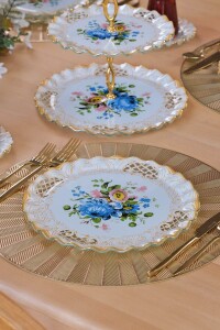 Glore Tiete Altın Yaldızlı 6 Kişilik Cam Servis Tabağı Takımı - 4