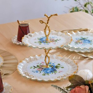 Glore Tiete Altın Yaldızlı Cam Kurabiyelik - Glore