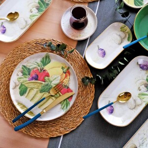 Glore Verdura Altın Yaldızlı 6 Kişilik 32 Parça Seramik Kahvaltı Takımı - Glore