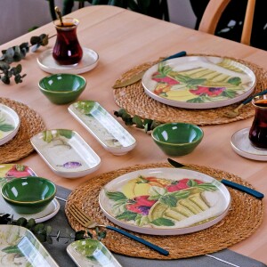 Glore Verdura Altın Yaldızlı 6 Kişilik 41 Parça Seramik Kahvaltı Takımı - Glore