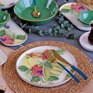 Glore Verdura Altın Yaldızlı 6 Kişilik 41 Parça Seramik Kahvaltı Takımı - Glore (1)