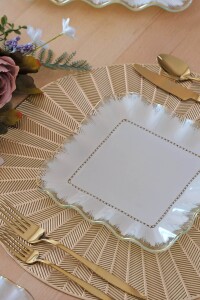 Kare Latte Şeffaf Altın 26 Parça Tea Time - 3