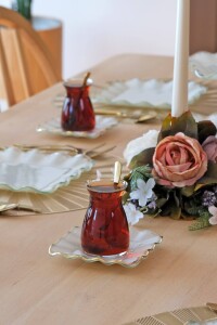 Kare Latte Şeffaf Altın 26 Parça Tea Time - 5