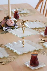 Kare Latte Şeffaf Altın 26 Parça Tea Time - 7