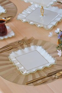 Kare Latte Şeffaf Altın 26 Parça Tea Time - 8