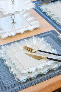 Kare Latte Şeffaf Platin 26 Parça Tea Time - 3