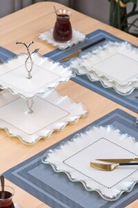 Kare Latte Şeffaf Platin 26 Parça Tea Time - 6