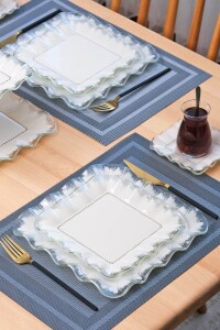 Kare Latte Şeffaf Platin 26 Parça Tea Time - 7