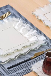 Kare Latte Şeffaf Platin 26 Parça Tea Time - 8