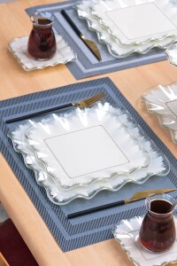 Kare Latte Şeffaf Platin 26 Parça Tea Time - 9